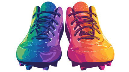 Vibrant rainbow football cleats graphic illustration sporty concept high-quality design