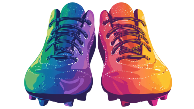 Vibrant rainbow football cleats graphic illustration sporty concept high-quality design