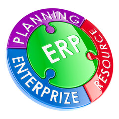 Enterprise Resource Planning, ERP concept. 3D rendering isolated on transparent background
