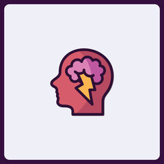 Brainstorming concept with human head and lightning illustration icon