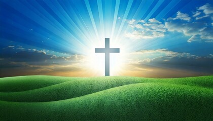 Shillouette of a cross in the hill, passover theme background