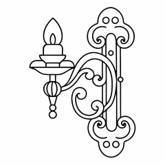 Hand-drawn Illustration of a modern wall sconce with Candles. Modern Wall lamp vector art design. coloring page, candlestick with candle