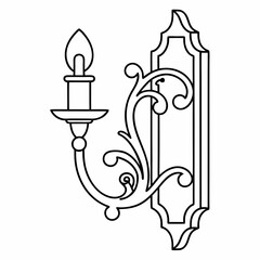 Hand-drawn Illustration of a modern wall sconce with Candles. Modern Wall lamp vector art design. coloring page, 
