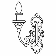 Hand-drawn Illustration of a modern wall sconce with Candles. Modern Wall lamp vector art design. coloring page, 