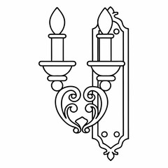 Hand-drawn Illustration of a modern wall sconce with Candles. Modern Wall lamp vector art design. coloring page, decorative candles