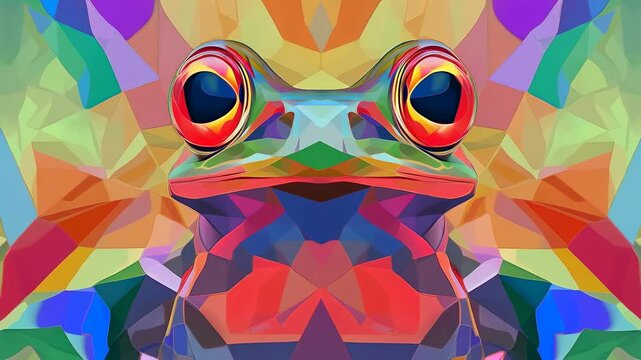 Colorful Geometric Frog Art in Vibrant Design