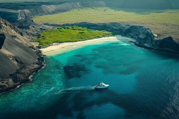 Fototapeta premium Vibrant coastal beauty of Galapagos National Park in a tranquil afternoon