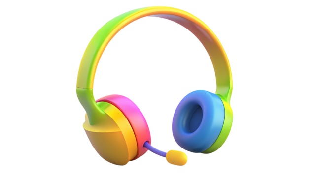 Vibrant cartoon element kawaii illustration style headphones playful environment digital art perspective