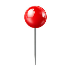 Single Red Push Pin on Clear Background