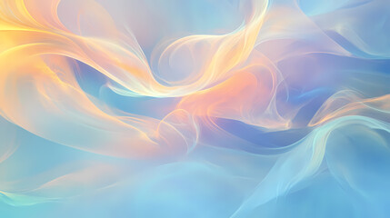 Gentle abstract swirls, a harmonious blend of soft hues creating flowing patterns, ideal for modern decor or digital backgrounds. Dreamy Illumination. Illustration