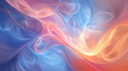 Gentle abstract swirls, a harmonious blend of soft hues creating flowing patterns, ideal for modern decor or digital backgrounds. Dreamy Illumination. Illustration