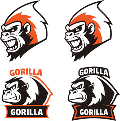 Stylized Gorila Mascot Logo – Vector Illustration