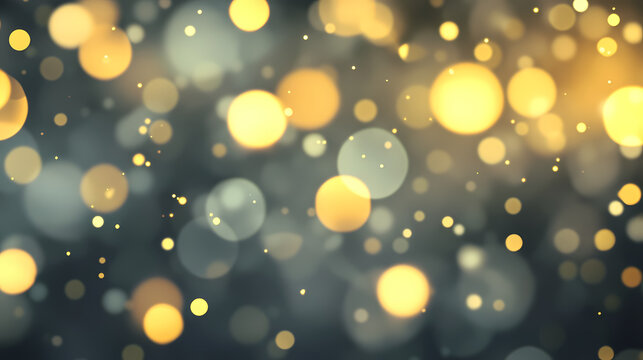 Muted yellow and gray bokeh lights. Dreamy Illumination. Illustration