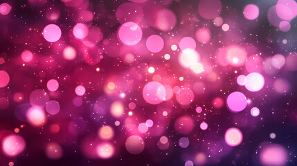 A shimmering, festive background with a blend of magenta and pink hues, featuring a dazzling display of out-of-focus lights, creating a dreamy and enchanting effect. Dreamy Illumination. Illustration