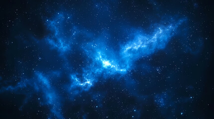 Abstract blue watercolor background with dark and light shades resembling a night sky filled with stars. Dreamy Illumination. Illustration