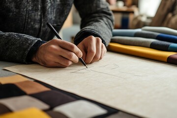 Fashion Designer at Work Sketching