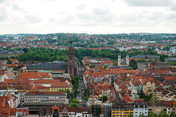 Panorama of Wuerzburg opening from Marienberg castle, Germany	