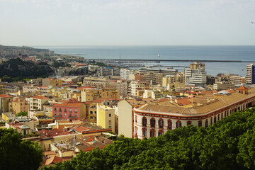 Panorama of Cagliari opening from the Bastion San Remy, Italy, Sardinia	