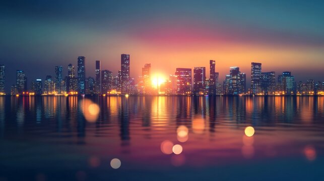 Virtual City Light Technology Background AR 169 - Powered by Adobe