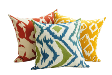 Silk ikat-print pillow covers  isolated on transparent white background