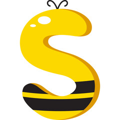 Playful Bee letter S Illustration	