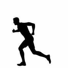 Silhouette of a Runner: A dynamic silhouette of a runner, captured in full stride against an isolated backdrop, embodying speed and determination.