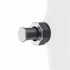 Industrial Fastener Close-up: A detailed shot of a metal bolt and nut, intricately fastened together, reflecting the precision of engineering and construction, set against a clean background.