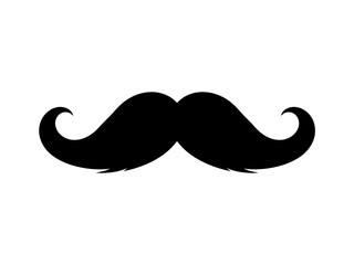 High-quality stylized mustache vector illustration with smooth curves. Black against a clean white backdrop, perfect for branding, fashion themes, personal style projects, or social media graphics.