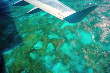 Fototapeta premium Breathtaking Aerial View of Tuvalu Lagoon and Fongafale Motu: Explore the Tropical Paradise of Funafuti Atoll in Oceania