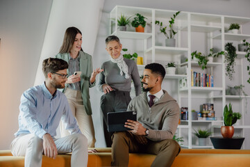 Professional Team Having a Meeting in a Green Office Space