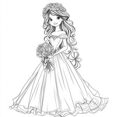 Princess in a Ball Gown Coloring