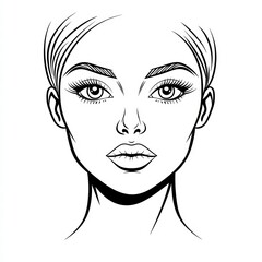Elegant Portrait: A detailed line drawing captures the subtle beauty of a woman's face, highlighting her expressive eyes, delicate features, and overall sense of refined grace. 