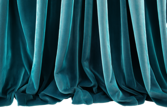 Velvet drapery panels in deep teal isolated on transparent white background - Powered by Adobe