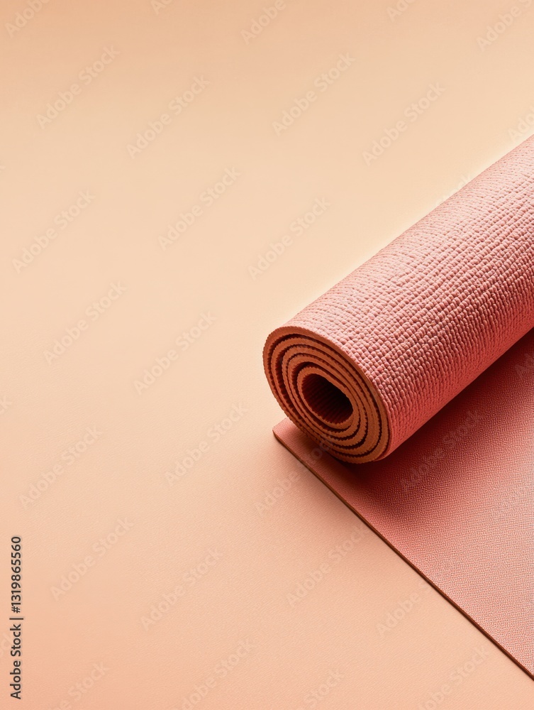Leinwandbilder Minimalistic yoga mat placed diagonally on a light background with muted colors and ample empty space creating a serene atmosphere