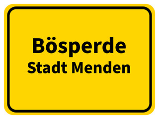 Graphic representation of the town entrance sign of Bösperde, a district of the city of Menden in the Sauerland