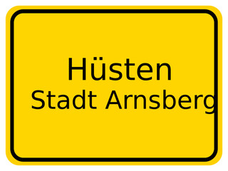 Illustration eines Stadteingangsschildes von Hüsten, einem Stadtteil der Stadt Arnsberg im Sauerland