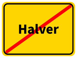 Illustration eines Ortsausgangsschildes der Stadt Halver im Märkischen Kreis