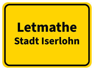 Grafische Darstellung des Ortseingangsschildes von Letmathe, einem Ortsteil der Stadt Iserlohn im Märkischen Kreis
