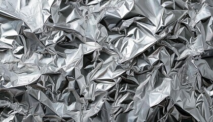 shiny silver foil as background top view