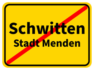 Grafische Darstellung des Ortsausgangsschildes von Schwitten, einem Stadtteil von Menden im Sauerland