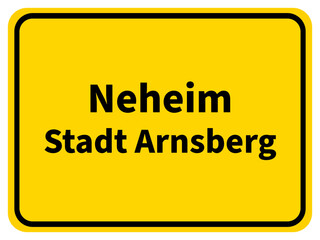 Illustration eines Stadteingangsschildes von Neheim, einem Stadtteil der Stadt Arnsberg im Sauerland