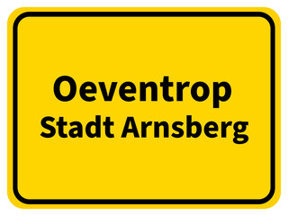 Illustration eines Stadteingangsschildes von Oeventrop, einem Stadtteil der Stadt Arnsberg im Sauerland