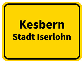 Grafische Darstellung des Ortseingangsschildes von Kesbern, einem Ortsteil der Stadt Iserlohn im Märkischen Kreis