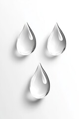 Transparent gel drops arranged on white background