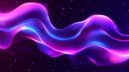 A glowing and luminous abstract form with vibrant neon 3d fluid movement on a transparent png background. Incandescent Flow. Illustration