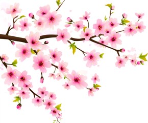 Fototapeta premium Cherry blossom branch with beautiful pink flowers blooming, creating a serene and elegant springtime scene