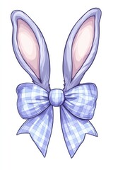 Elegant gray bunny with a bow in a whimsical style