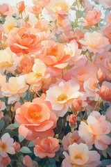 Delicate pink roses in soft watercolor painting style