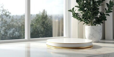 Golden podium for indoor product displays