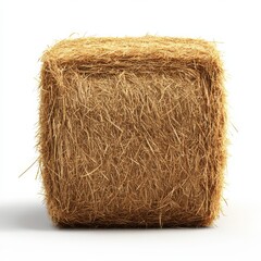 Bale of hay captured on a plain white background